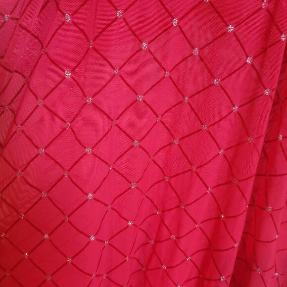 Rampage Y2K Babydoll Sheer Lace Trim Tunic Dress Women's 1X Red Silver Lingerie - Picture 8 of 10